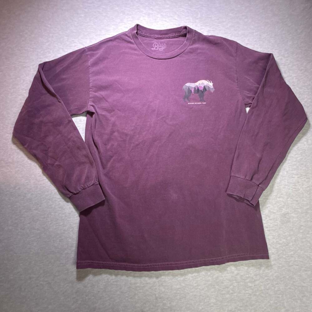 Blue 84 Glacier National Park Mountain Goat Long Sleeve Purple T-Shirt